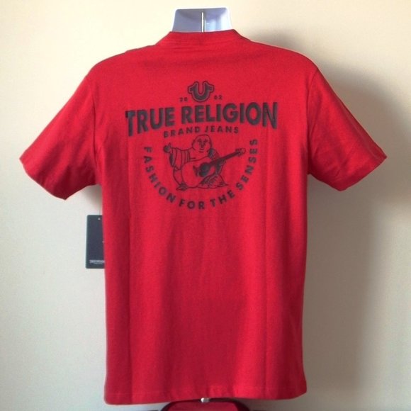 NWT True Religion Horseshoe Logo Buddha Core T Shirt True RED LARGE - Picture 2 of 3
